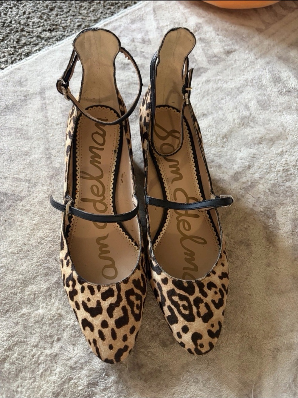 Sam Edelman Leopard Print Pointed Slingback Heels in Tan and Black